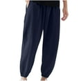 thumbnail image 1 of RXIRUCGD Men's Solid Color Pocket Drawstring Casual Youth Versatile Sports Oversized Pants, Navy, Size: 3XL, 1 of 8