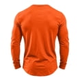 thumbnail image 4 of Domuza Mens Long Sleeve Shirt with Pocket Crew Neck Shirts Casual Solid Lightweight Basic T-Shirt Saffron L, 4 of 6