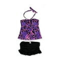 thumbnail image 2 of Island Escape Womens Tropical Ruffled Skirtini 2 Piece Bandeau, Purple, 10, 2 of 2