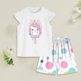 thumbnail image 2 of TOWED22 Kids Toddler Girl Sweet Summer Clothing 2 Piece Sleeveless Tank Shirts and Shorts Adorable Casual Sets with Pockets(White,1-2 Y), 2 of 5