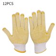 thumbnail image 1 of 12 pares de guantes, guantes de trabajo antideslizantes de hilo de algodón con puntos de PVC para la construcción de jardinería mecánica de pintor, amarillo Inevent AF000096-02, 1 of 2