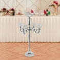 thumbnail image 2 of 35" 5-Arm Candle Holder Candle Stand with Flower Vase for Centerpieces Silver Crystal, Iron Art, 2 of 25