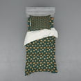 thumbnail image 2 of Flower Duvet Cover Set, Floral Pattern with Petals and Buds on Polka Dots, Bedding Set with Shams and Fitted Sheet, 3 Sizes, by Ambesonne, 2 of 3