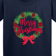 thumbnail image 4 of Inktastic Merry Christmas Wreath with Red Bow and Ornaments Youth T-Shirt, 4 of 5
