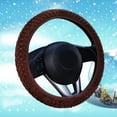 thumbnail image 4 of Riwesomey Auto decoración invierno cálido Universal Car-styling cálido felpa cubre coche volante cubierta perla terciopelo Automoción decorativa y accesorios café, 4 of 5