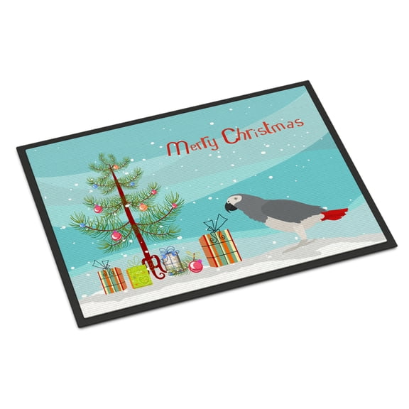 African Grey Parrot Merry Christmas Door Mat