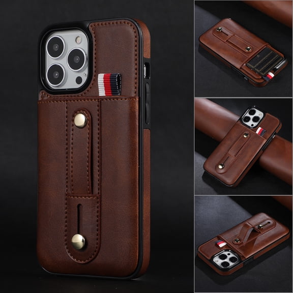 TECH CIRCLE iPhone11 pro, PU Leather Wrist Strap Card Holder Shockproof Handy Belt Case for iPhone 11 Pro 5.8 inch,Brown