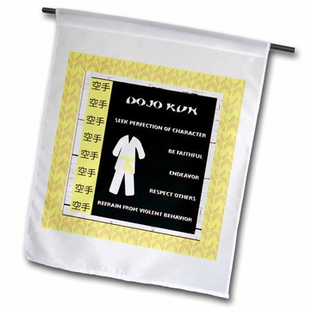 3dRose Dojo Kun  Japanese Martial Arts  Karate Rules  Belt Polyester 1 6   x 1  Garden Flag
