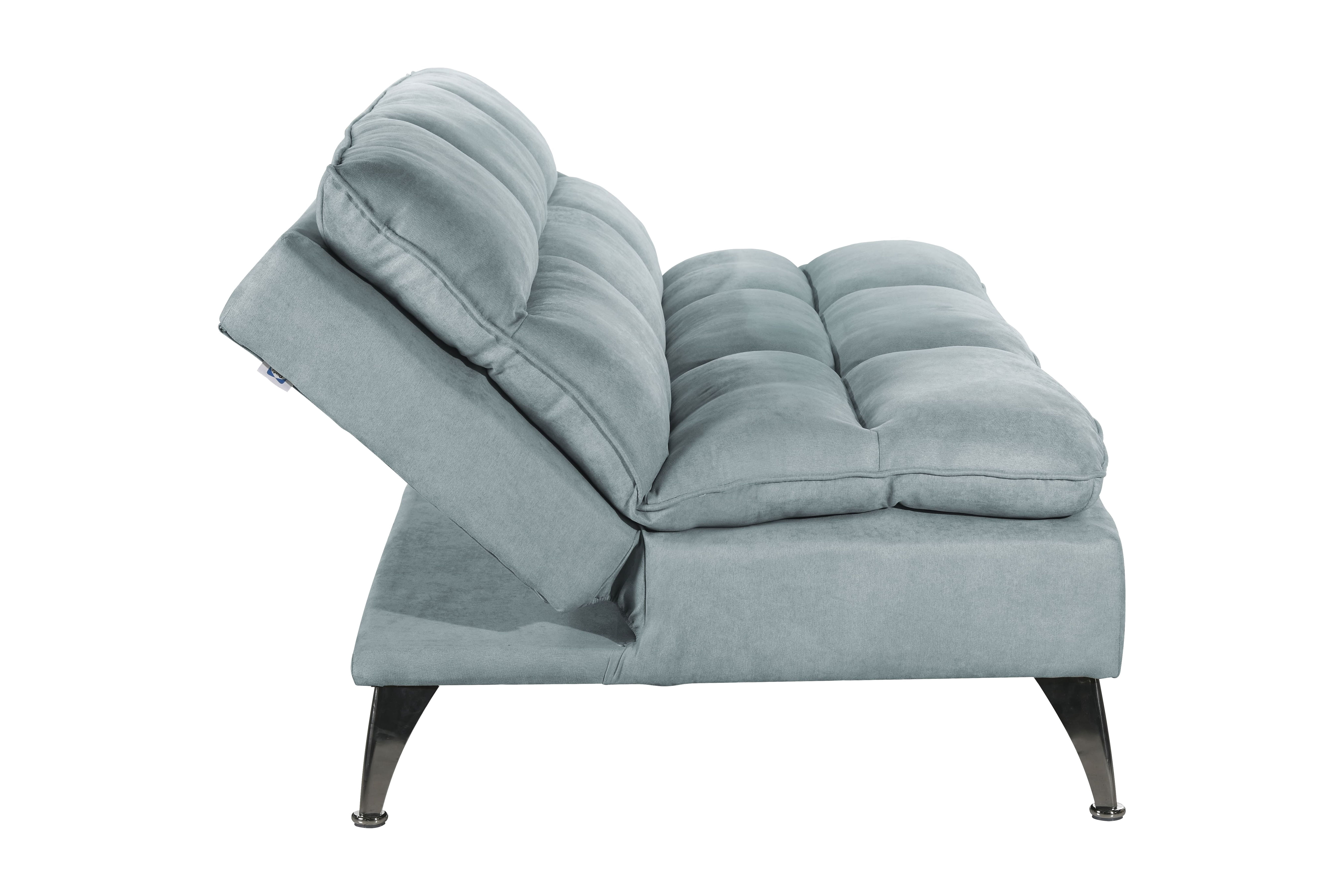 Sealy Santa Cruz Futon Sofa Convertible in Teal with Chrome Metal Legs
