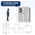 thumbnail image 3 of Techmilly Outdoor Storage Shed 5x3 FT, Resin Garden Shed for Bike, Garbage Can, Tool, Plastic Outside Sheds & Outdoor Storage Storage Box with Lockable Door for Backyard, Patio, Lawn, Grey & White, 3 of 7