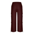 thumbnail image 5 of Wyobmus Baggy Cargo Pants for Men Trendy Casual Drawstring Parachute Pant Loose Fit Harem Joggers Streetwear Pants M-5XL Burgundy, 5 of 6