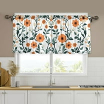 Yayeee Kitchen Curtains Set of 2 Light Filtering 57"x24" Over Sink Window Panels, Flowers Pattern