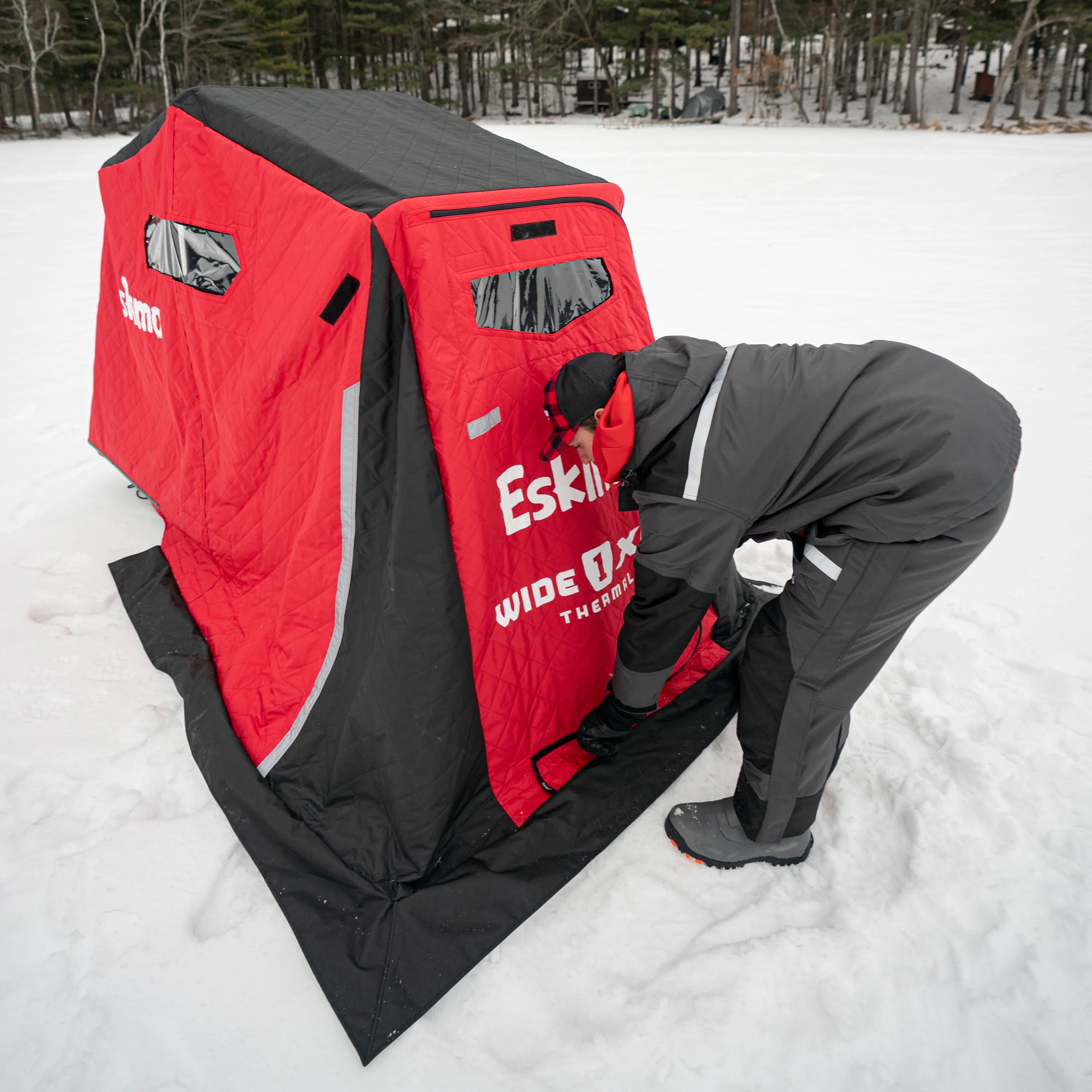 Eskimo Wide XR Thermal Ice Fishing Sled Shelter, Insulated, Red