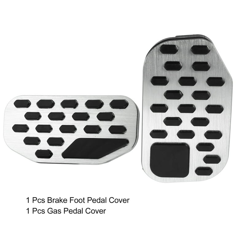 Unique Bargains 2pcs Car Brake Gas Accelerator Pedal Covers Fit for Ford F150 2022 Silver Tone, Size: One size, Black