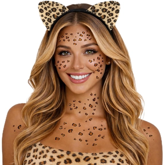 Ears Headband for Women Leopard Print Birthday Party Decorations Supplies