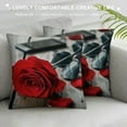 thumbnail image 3 of BCIIG 3D Red Rose Print Throw Pillow Cover 18"x18" Hot Red Romantic Flower Garden Plants Accent Pillow Cover Gorgeous Floral Rustic Wooden Board Pillowcase for Bedroom Decor,Single Pack, 3 of 5