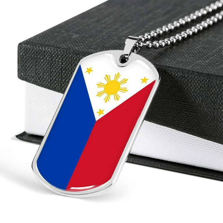 Men's Philippines Flag Dog Tag Necklace