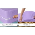 thumbnail image 3 of HNB Store Zipper Fitted Sheet Only, Queen Size 8" Deep Pocket 600TC Pure Egyptian Cotton - Lilac, 3 of 6