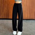 thumbnail image 2 of TIREOW Girls Sweatpants Elastic High Waist Straight Wide Leg Sweat Pants Soft Daily Wear Casual Baggy Streetwear Pants, 2 of 5