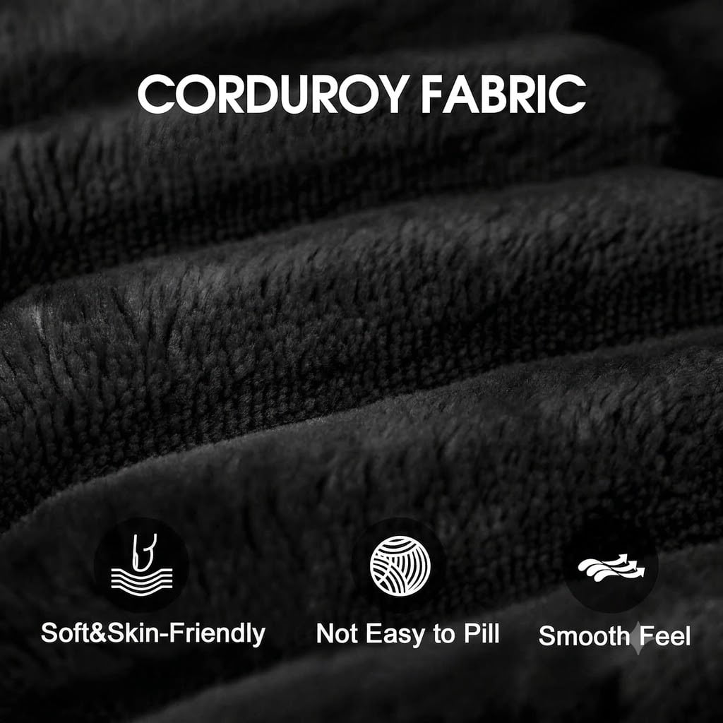Howcool 126" Oversized U-Shaped Modular Sectional Sofa, Cloud Couch with Double Chaise & Deep Seats, Boneless Corduroy Couch for Living Room & Apartment, No Assembly Required, Black
