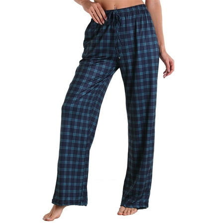 

QILINXUAN Womens Cotton Pajama Pants Loose Print Loungewear Bottoms Elastic Waistband with Drawstring Trouser Sleepwear