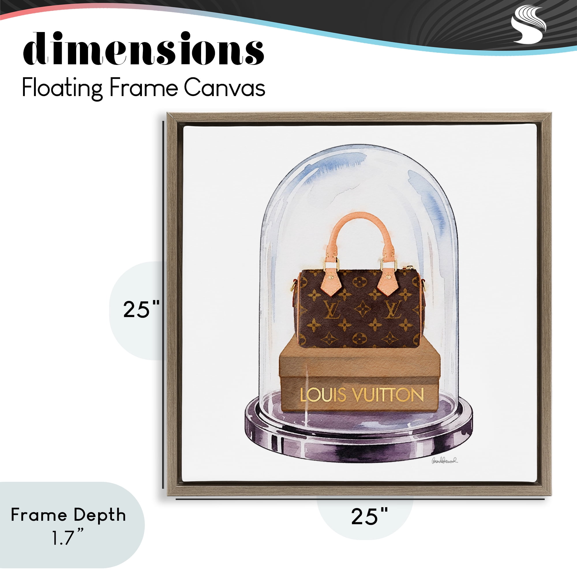 Stupell Industries Glam Purse Bell Jar Brown Framed Floater Canvas Wall Art, design by Amanda Greenwood