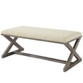 thumbnail image 1 of Industrial Country Cottage Farm Beach House Living Room Lounge Club Lobby Accent Chair Bench, Vintage Style, Fabric Wood, Beige, 1 of 6