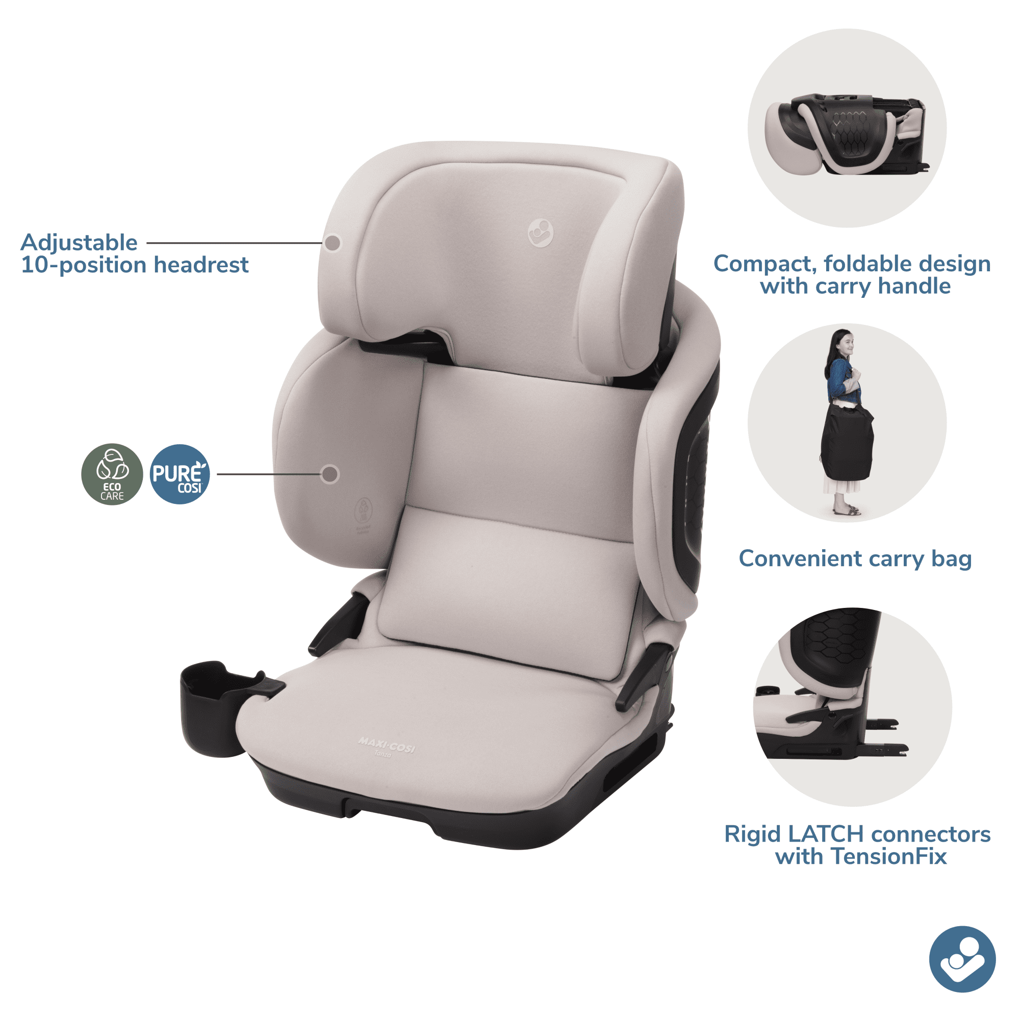 Maxi-Cosi Tanza Belt-Positioning Booster Car Seat, SeaDrift Taupe