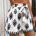 thumbnail image 4 of LWavelet Women's Patterned Shorts Bow Tie Waist Casual Summer Shorts Earthy Yellow S,M,L,XL,2XL, 4 of 5