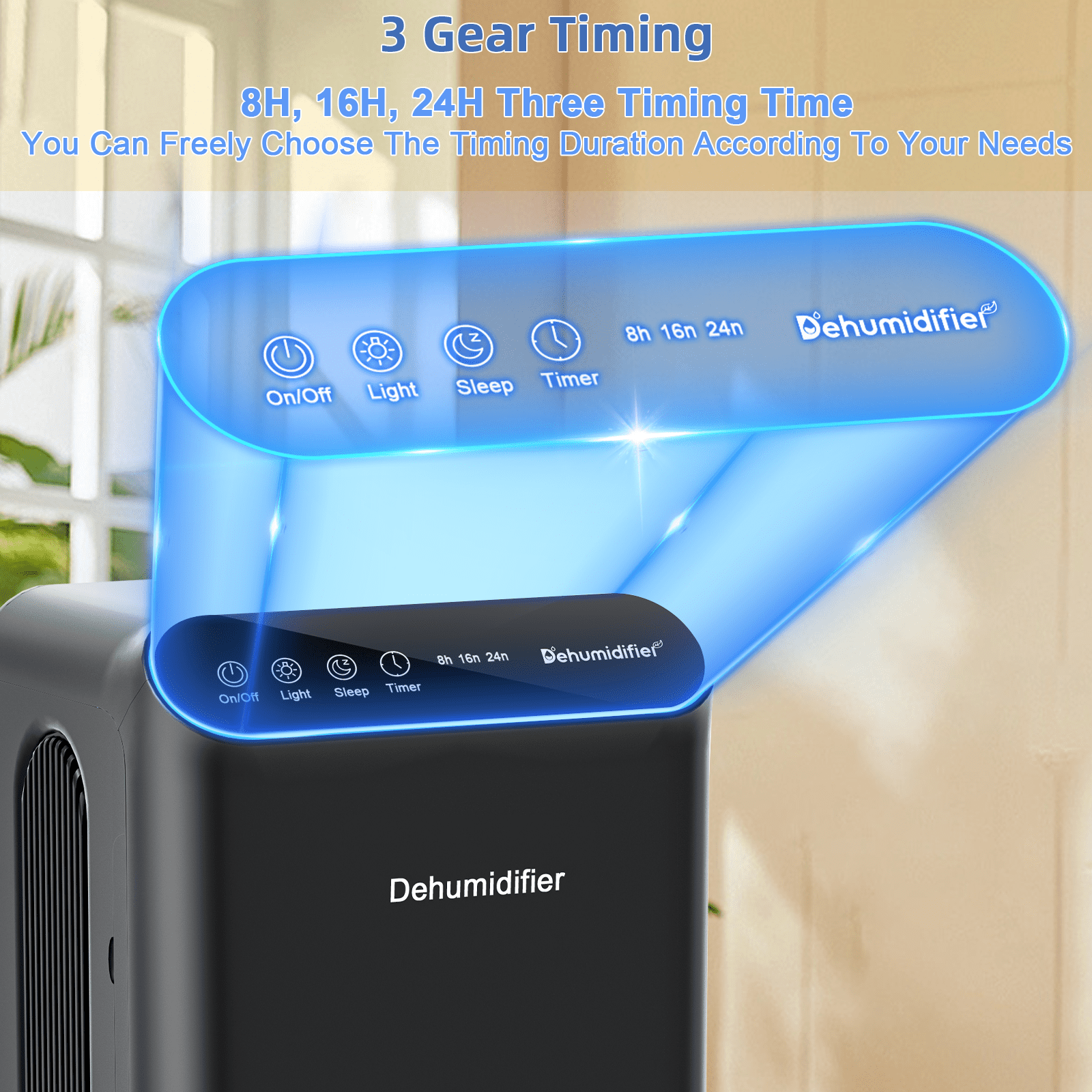 Zeova Dehumidifier, 86 OZ Dehumidifiers for Home (800 Sq.ft), Dehumidifier for Bedroom with Essential Oil Diffuser, 7 Color LED Light, 24H Timer, Auto Shut-off, Ideal for Bathroom Closet RV (Black)