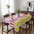 thumbnail image 6 of Colorful Stripe Table Cloth Waterproof Tablecloths, Modern Pink Purple Yellow Vertical Striped Tablecloth Dining Table Cover for Kitchen Party Tabletop Outdoor, Rectangle Tablecloth 60x84 Inch, 6 of 9