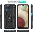 thumbnail image 2 of Classic Kickstand Case for Samsung Galaxy A12 5G Case, Adjustable Built-in Camera Ring Stand, Military-Grade Protection, Scratch-Resistant Acrylic Back Ring Holder Cover Samsung A12 Case - Black, 2 of 5