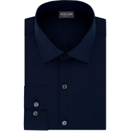 Kenneth Cole Reaction Men's the Flex Slim Fit Wrinkle Free Dress Shirt Dark Blue Size XL