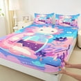 thumbnail image 3 of Manfei Funny Axolotl Child Twin Sheet Sets, Blue Pink Cartoon Twin Fitted Sheet, Dreamy Stars Starry Sky Flat Sheet, Microfiber Bedroom Decor, 3 Pieces, 3 of 7