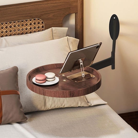 Wall Mounted Folding Round Table Small Folding Desk Walnut