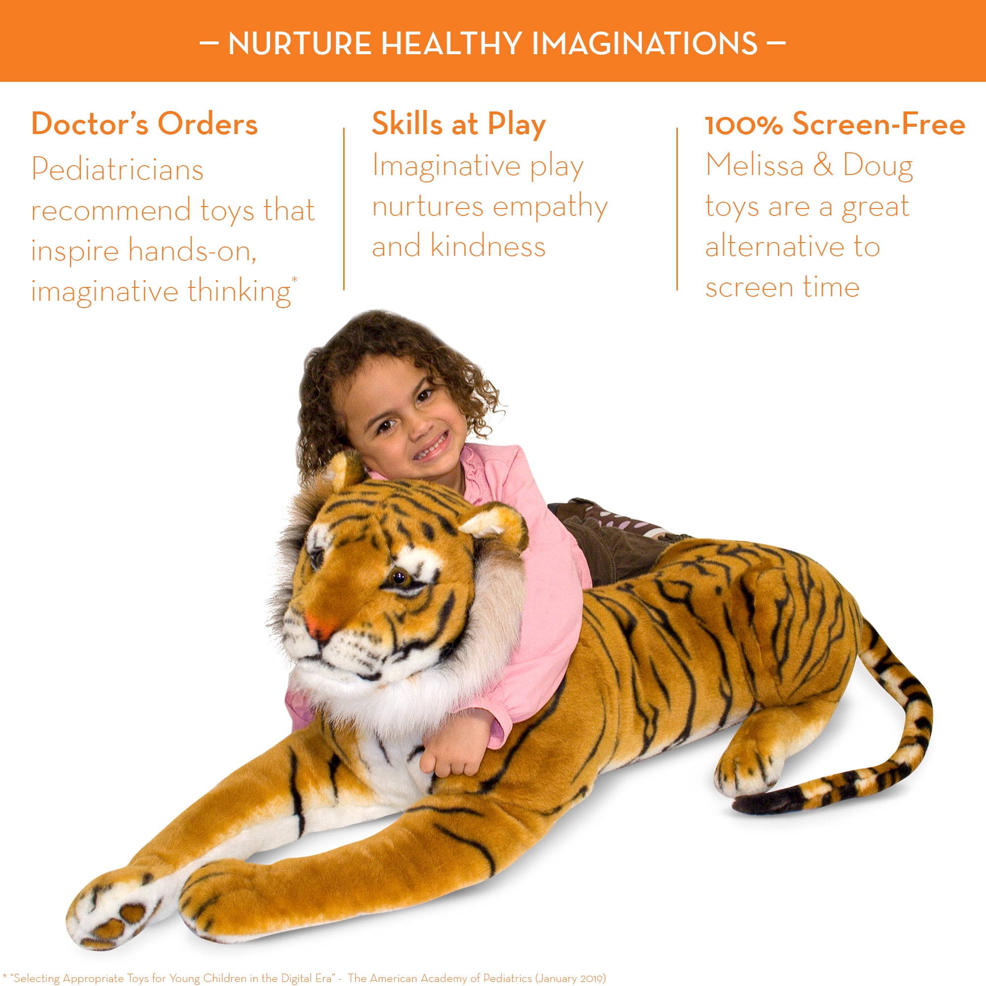 Melissa Doug Giant Tiger Lifelike Stuffed Animal Over 5 Feet Long Includes Tail Walmart