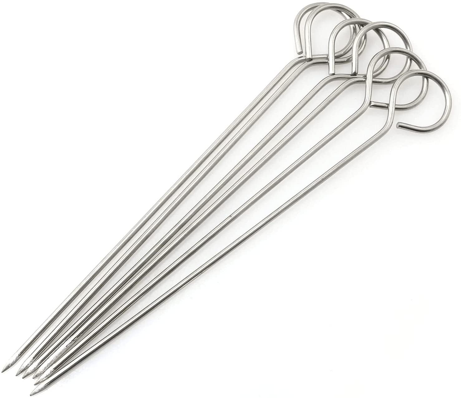 Chainplus 10pcs Barbecue Skewers, 12Inch Stainless Steel Turkey Lacers Metal Skewers for BBQ