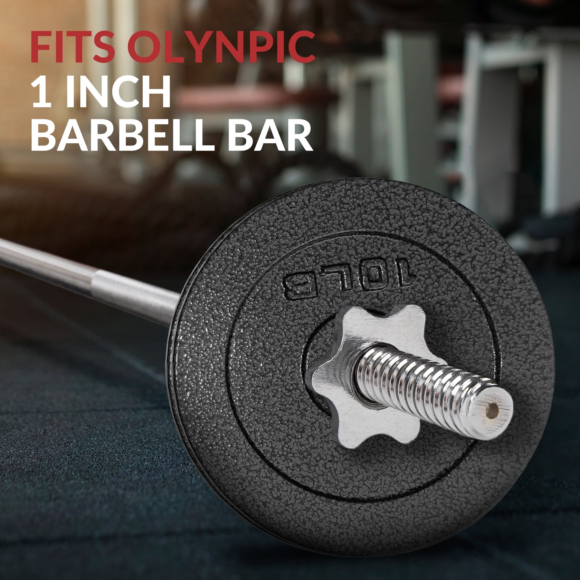 BalanceFrom 1-Inch Standard Cast Iron Weight Plate Set，with 5FT Bar and Star Locks，Multiple Weight Options，for Home Gym Strength Training