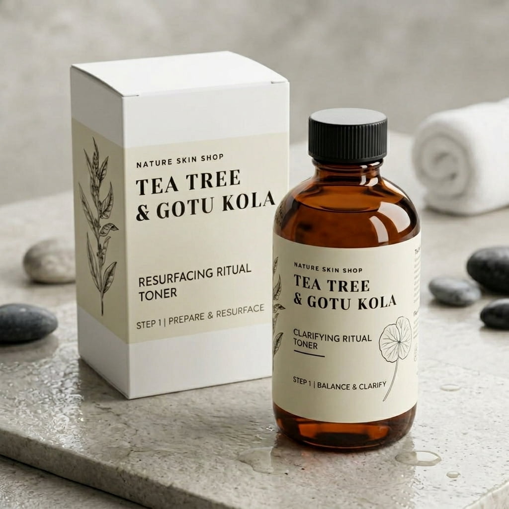 Nature Skin Shop Tea Tree & Cica Clarifying Toner, Visibly Refines Pores & Soothes Blemish-Prone Skin, with Gotu Kola, 4 Ounces