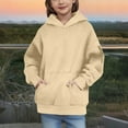 thumbnail image 6 of Lenpel Girls' Oversized Hoodies Casual Long Sleeve Hooded Tunic Sweatshirts Pullover Sweatshirt Tops with Pockets for Kids(Beige,4-5 Years), 6 of 6