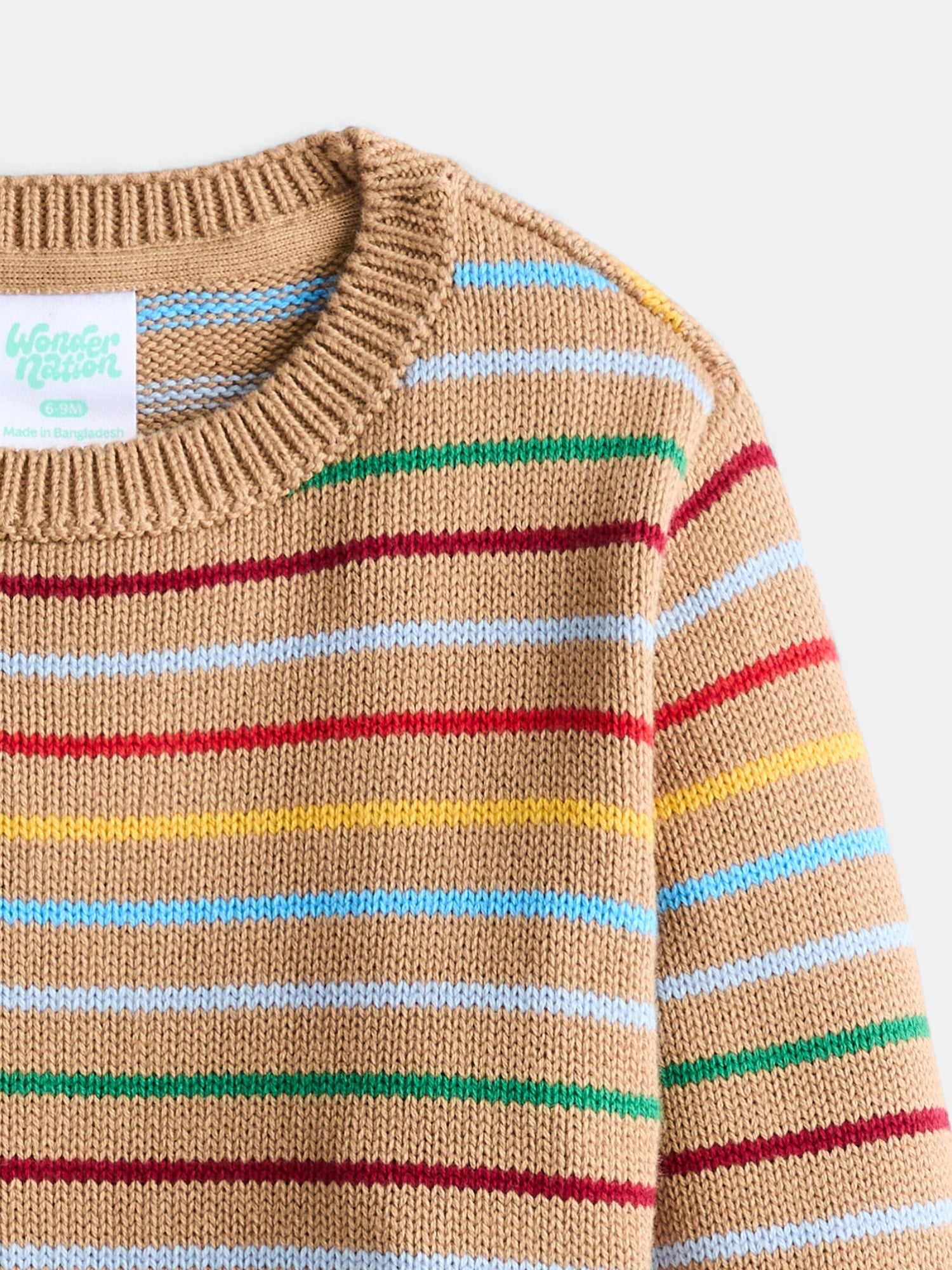 Wonder Nation Baby Boys Crewneck Sweater with Long Sleeves, Sizes 0-24M