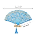 thumbnail image 2 of Unique Bargains Elegant Cherry Blossom With Tassel Folding Fan 1 Pc Sky Blue, 2 of 5