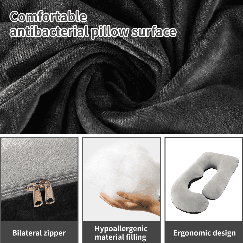 60-inch J-Shaped Pregnancy Pillow, Full Body Maternity Pillow for Side Sleepers, Soft Velvet Removable Washable Cover, Back Hip Leg Support,Purple