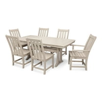 POLYWOOD Vineyard 7-Piece Nautical Trestle Dining Set in Sand