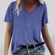thumbnail image 1 of Fiudx Ofertas Del Día Moda Mujer Casual Cuello En V Blusa Sólida Manga Corta Camiseta Verano Tops, 1 of 4
