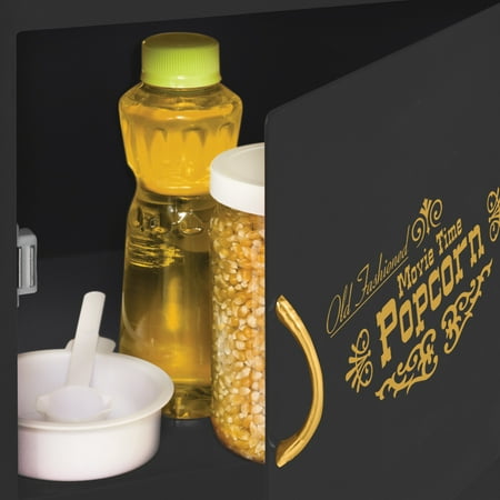 Nostalgia CCP510BK 32 Cup Vintage Popcorn Machine Maker Popper Cart with Corn Kernel Measuring Cup, Oil Butter Spoon, and Pop Corn Scoop, 8 Ounce