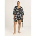 thumbnail image 3 of Joyspun Women’s Lace Trim Satin Robe, Sizes S-3X, 3 of 5