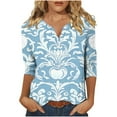 thumbnail image 2 of Xdegoge Payment Methods On My Account Ladies Tops 3/4 Sleeve Trendy V Neck T Shirts Summer Floral Tunic Ladies Tops Loose Fit Dressy Casual Blouses Fashion Vacation Tee Shirts Ropa Mujer, 2 of 5