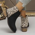 thumbnail image 6 of Women's Fashion Round-Toe Leopard Print Chunky Heel Large Size Fashion Boots Black, 6 of 6