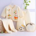 thumbnail image 2 of Xudanell Newborn Baby Girl Clothes 5 Piece Baby Cartoon Print Set Long Sleeve Pants Hat Bib Newborn Girl Clothes Yellow 0-3 Months, 2 of 9